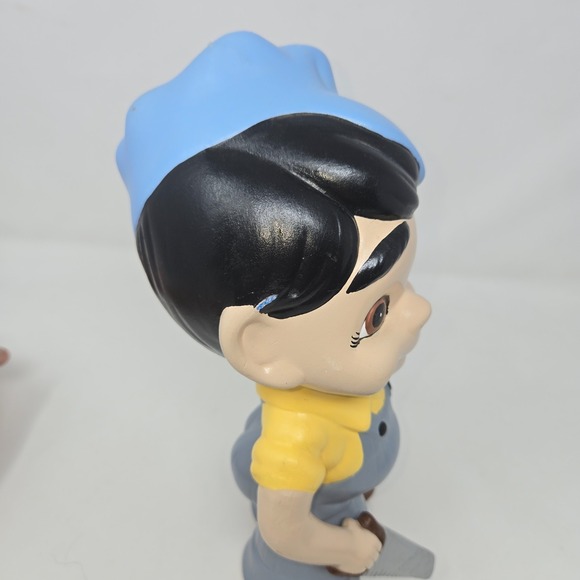 Vintage Atlantic Mold Smiley Boy Carpenter Handyman Plumber Vintage Blue Yellow - Picture 11 of 16